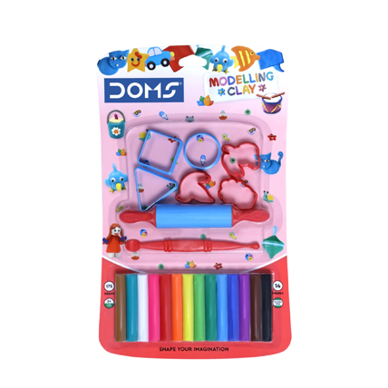 Doms Clay Rods 12 Shades With 4 Moulds And 1 Rolling Pin